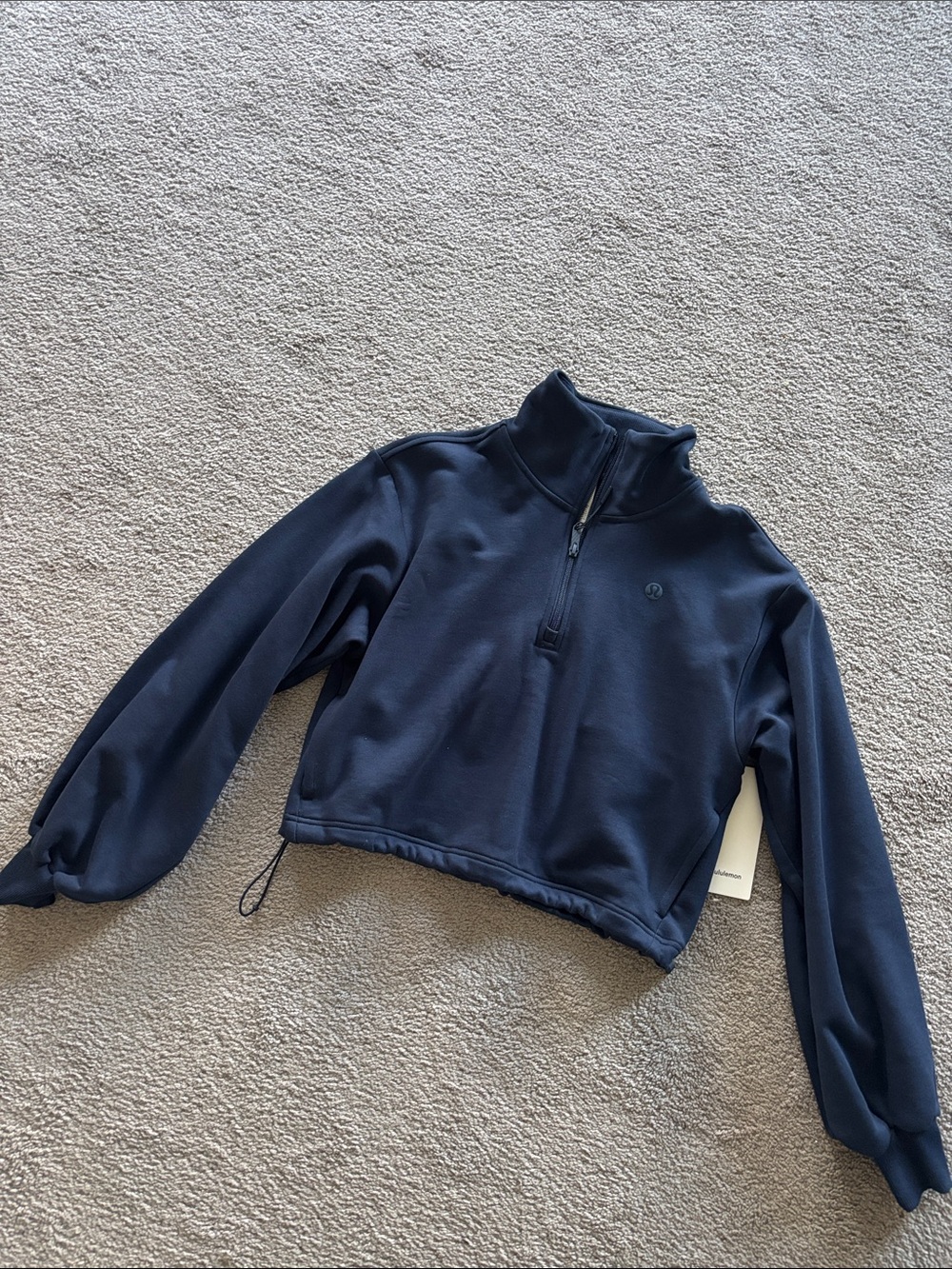 NWT!Lululemon Women's Navy cotton terry tennis Half-Zip Sweater